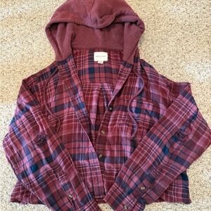 American Eagle Outfitters Plaid Hooded Shirt